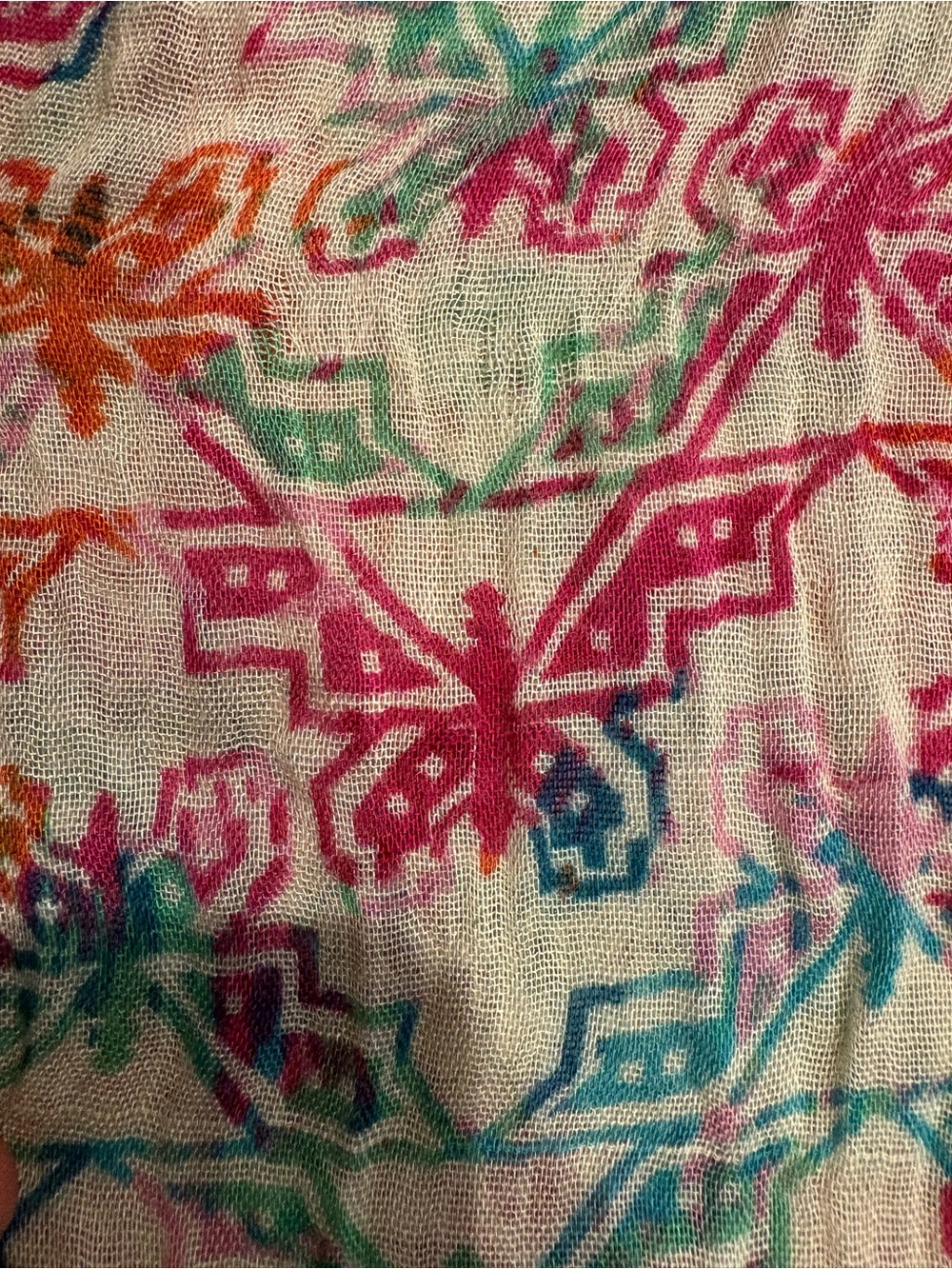 Women's Multicolor Printed Scarf - Butterfly Pattern